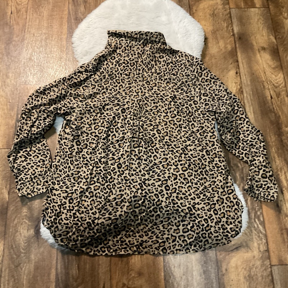 Beach Lunch Lounge Leopard/Cheetah Print Button Front Top Size X-Large Blouse - Picture 9 of 11